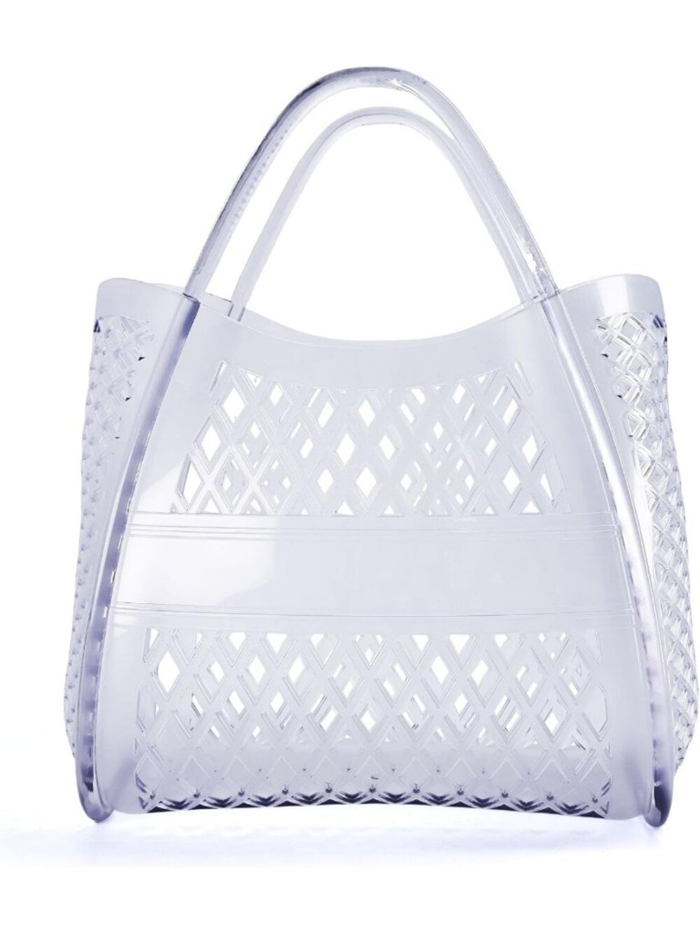 Lightweight Waterproof Clear Jelly Tote Bag for Women, Open Top Beach Purse